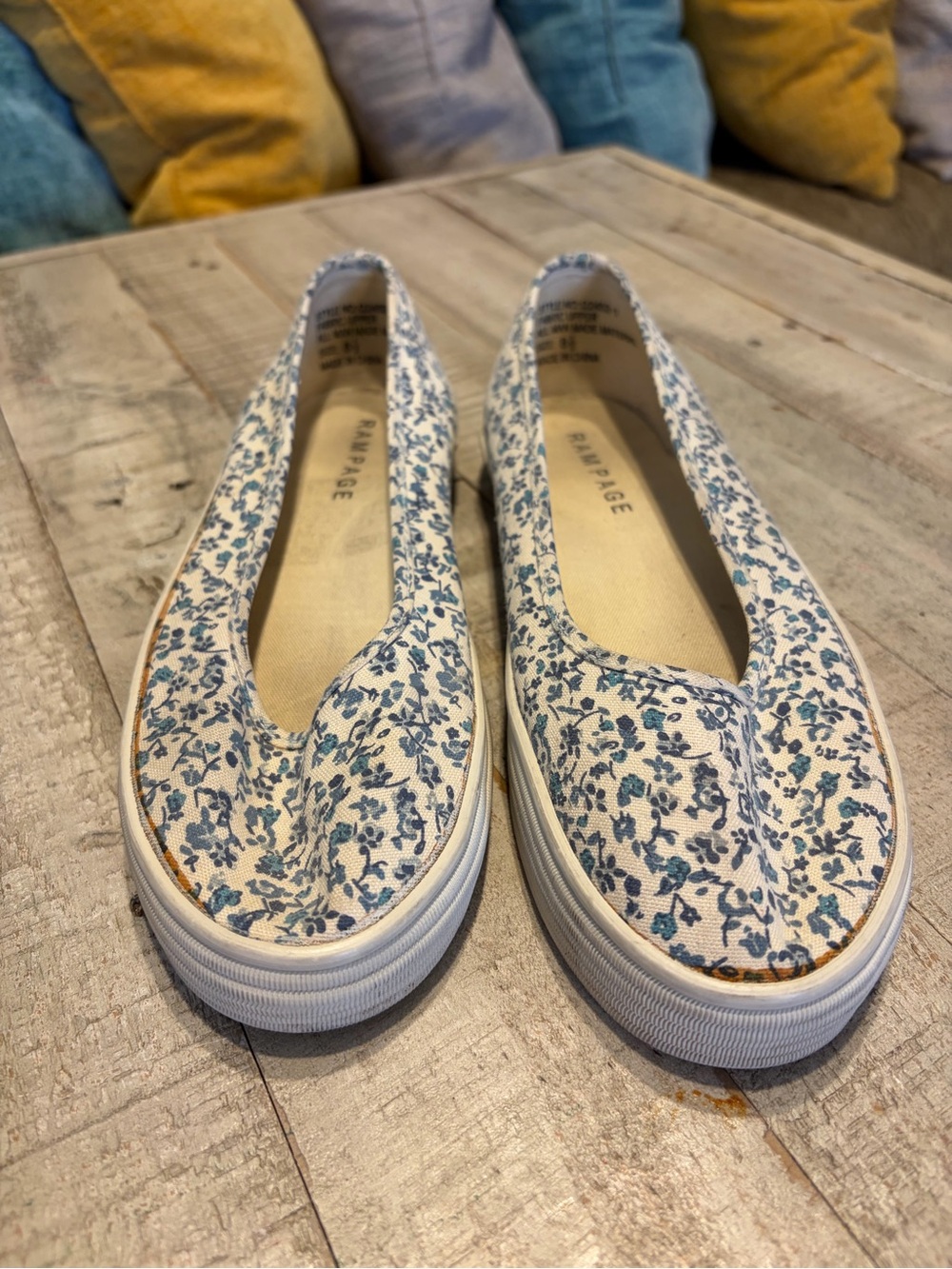 Rampage Blue Floral Canvas Slip-On Flats